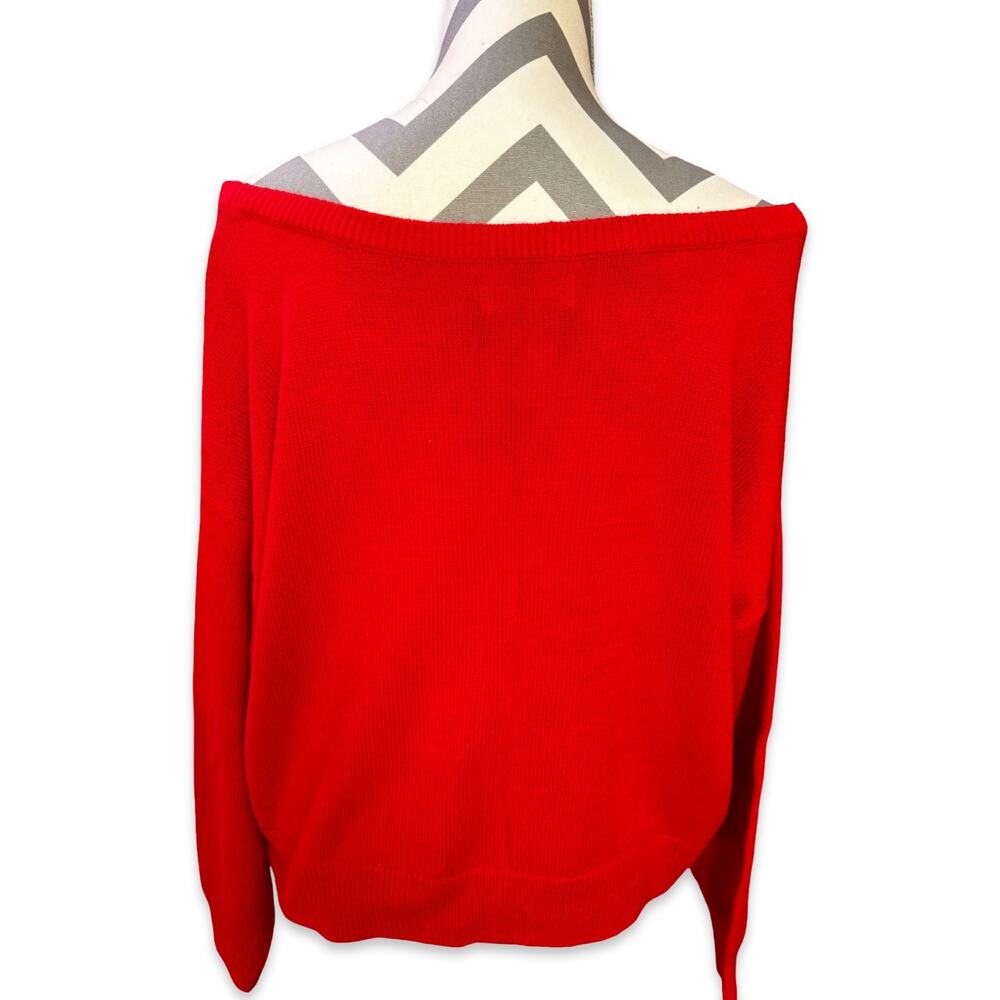 Hollister American Flag Heart Sweater Red Knit Pullover Patriotic USA Med - Picture 2 of 4
